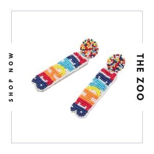 Beaded‎ TEACHER Earrings Rainbow